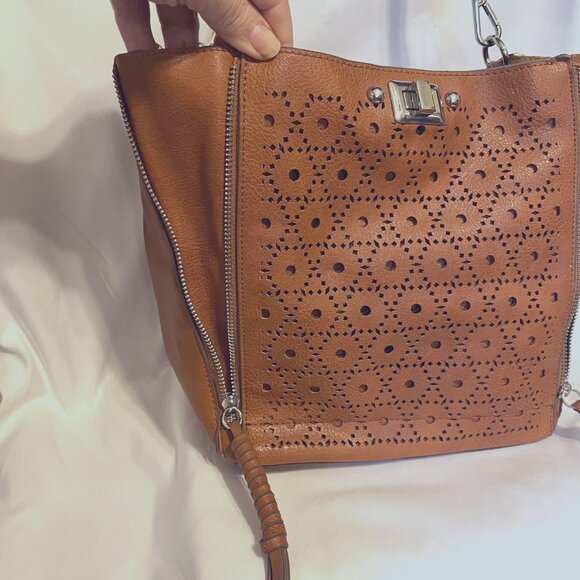 Carlos Santana Stenciled Expandable Faux Leather Boho Camel Shoulder Purse-Adj - Picture 3 of 16